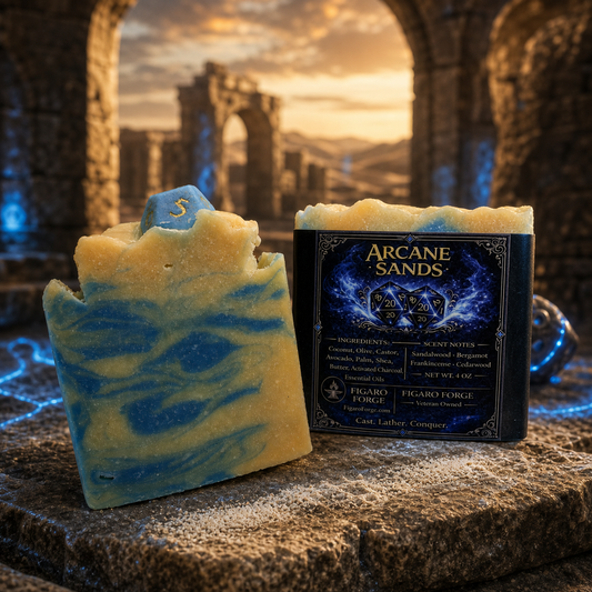 Arcane Sands pumice scrubbing soap bar by Figaro Forge