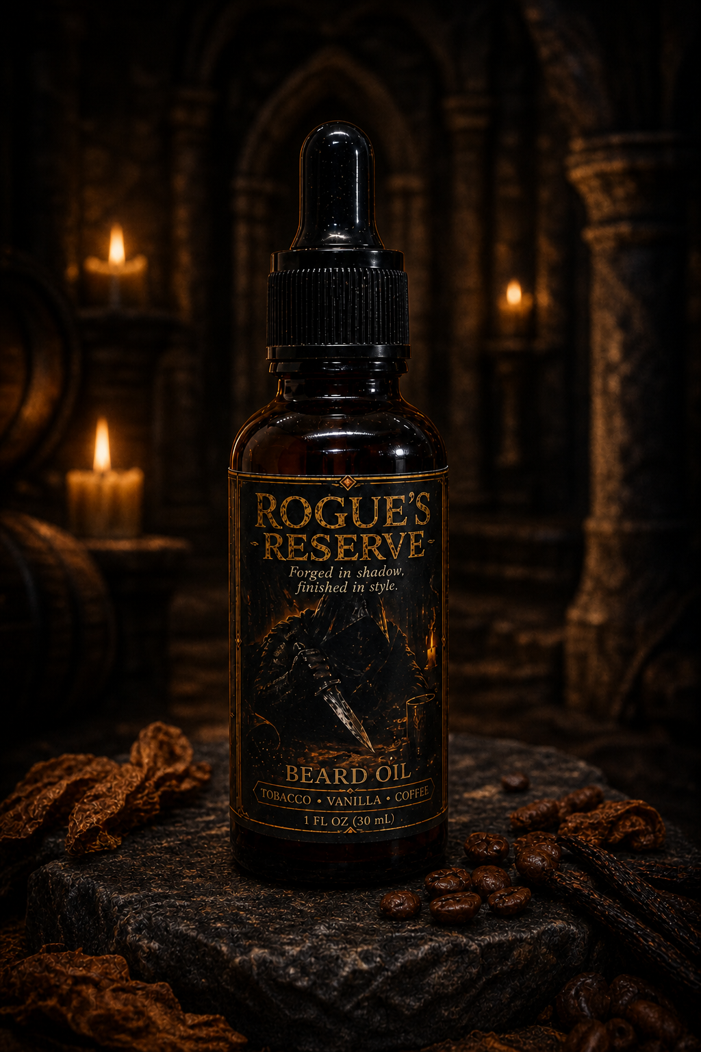 Rogue’s Reserve premium beard oil by Figaro Forge